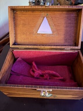 Wooden Jewelry Box with Burgundy Felt Interior